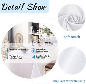 6 Ft Handmade <b>Rectangle</b> <b>Tablecloth</b> Washable 100% Polyester OEKO-TEX Certified Durable Good Plain Dyed White Banquet Wedding - Product Image 4