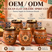Verre à shot mexicain en terre cuite de 3 oz, Cantaritos De Barro, mini tasse en argile pour tequila, cocktail, tasse en céramique de haute qualité, tasse Cantarito
