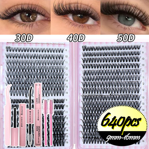 606 Cils en Grappe Mixtes 30D 40D 60D 80D 100D Naturels Denses Bouclés Individuels Faux Cils DIY Auto-Greffe Vente en Gros - Product Image 3