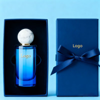 Flacon de parfum cylindrique transparent de luxe personnalisé, vide, 30 ml, 50 ml, 100 ml, avec couvercle sphérique et emballage en boîte