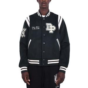 Chaqueta Universitaria Vintage con Logotipo Personalizado para Hombre, Cuello Alto, Temporada de Invierno, Parche Bordado, Estilo Masculino - Product Image 1