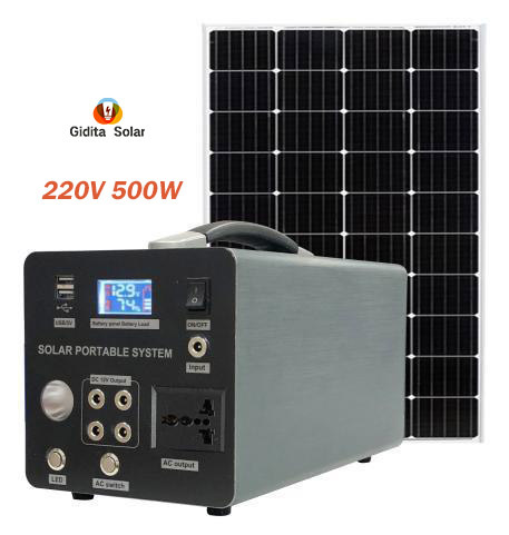 Portable Outdoor Solar Generator 500W Power System with LiFePO4 Battery Pure Sine Wave Inverter Wireless Charging & Flashlight