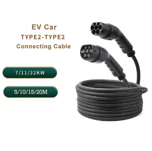 22KW 32A 3 Phase 5M 7M 10M EV Charging Spiral Cable Type 2 To Type 2 EV  Coiled Cables For Electric Vehicle Car Charger Station