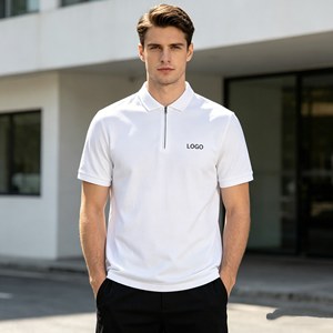 OEM short sleeve Men's Polo <b>Shirt</b>,<b>half</b> zipper pique mesh fabric Polo <b>Shirts</b> for Men,Custom 100% Cotton 350g high quality summer - Product Image 6