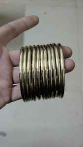 Women's Antique Finish Brass Bangles Studded Detailing <b>Flower</b> Design Natural Stone Stackable Traditional Vintage Party Fashion - Product Image 4