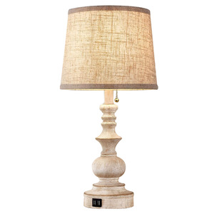Table Lamp Ceramic Beige Shade E26 LED Bulb <b>Push</b> <b>Button</b> <b>Switch</b> Modern Design Eye Caring Desk Bedside Lighting - Product Image 5