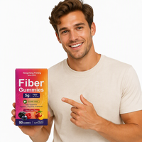 Boîte pliante personnalisée en carton pour compléments alimentaires en gommes à fibres dégradées écologiques, avec logo en aluminium et vernis UV sélectif