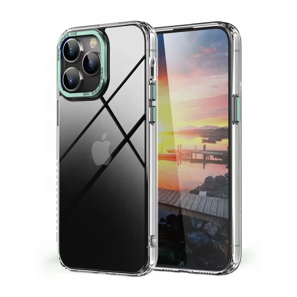 Clear Bumper Cover For iphone 14 Pro Hard PC With Metal Camera Ring Case For iPhone 14 Max Phone Case