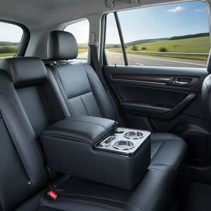 Reposabrazos Universal para Asiento Trasero de Coche con Puertos USB Dobles, Iluminación LED Azul, Portavasos y Organizador para Consola Central de SUV/Van - Product Image 2