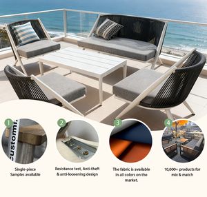 Conjunto de Sofás de Aluminio Modernos para Exteriores, con Mesa de Metal Resistente al Agua, para Patio, Terraza, Hotel, <span class=keywords><strong>Restaurante</strong></span> y Playa - Product Image 2