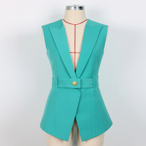 Gilet con scollo a V di lusso senza maniche di alta qualità per donne elegante giacca <span class=keywords><strong>aderente</strong></span> cappotto da <span class=keywords><strong>donna</strong></span> cintura da <span class=keywords><strong>donna</strong></span> gilet - Product Image 1