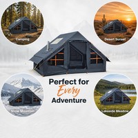 Tente de glamping gonflable de luxe pour 3-4 personnes - Tente cabane imperméable à montage automatique avec moustiquaire EU