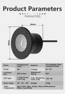 HK INGROUND-90 Stainless Steel Cylinder LED Spotlight Silver Finish Energy-Saving Flush Mount Downlight Landscape IP67 Remote - Product Image 2