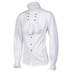 Chemises à col roulé Vintage pour hommes, Vintage, victorien, à volants, gothique, pour homme, tenue de marié décontractée - Product Image 6