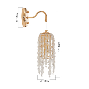En stock aux États-Unis, livraison gratuite : Lot de 2 appliques murales élégantes dorées à pampilles et cristaux, 16,5 pouces, pour entrée, chambre et salon - Product Image 5