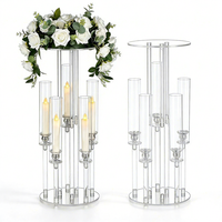 Candélabres en acrylique transparent à 5 bras, porte-bougies coniques, centres de table de luxe pour mariage, décorations de table, présentoirs