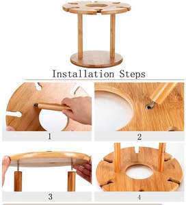 Rak Pengering Gelas Anggur dan Tempat Botol, Rak Anggur Bambu Kayu Alami, Sempurna untuk Pecinta Anggur dan Tamu - Product Image 4