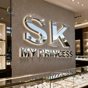 इनडोर आउटडोर दुकान का नाम सोने की रोशनी वाली दीवार लोगो ऐक्रेलिक संकेत गहने स्टोर के लिए कस्टम 3 डी बैकलिट वाला पत्र साइन बोर्ड - Product Image 1