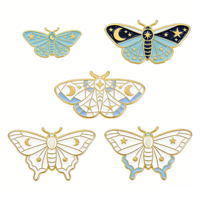 Broches en métal créatives personnalisées, phases de la lune, libellules colorées, badges de revers, cadeau d'affaires, impression typographique, insectes nocturnes, plaqué, non