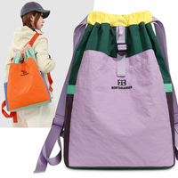Sac à dos en nylon avec cordon de serrage, 3 couleurs, coutures cousues, imperméable, léger, pour hommes et femmes, décontracté, pour l'extérieur