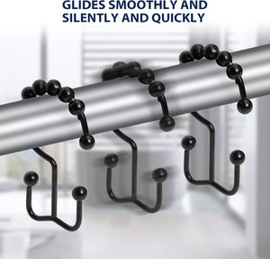 Anneaux de rideau de douche doubles en acier inoxydable, modernes et écologiques, crochets de salle de bain à glissement fluide - Product Image 2