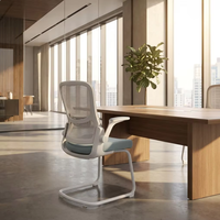 Chaise de bureau ergonomique en maille pour visiteurs, design européen moderne, base en aluminium, accoudoirs réglables, chaise de conférence pour bureau à domicile