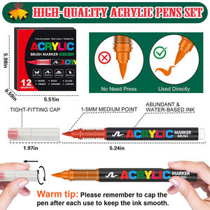 パンウェンボ ソフトブラシチップ ドローイングマーカーペン アクリル絵の具ペン アクリル絵の具マーカーセット 絵画とDIYクラフト画材用 - Product Image 3