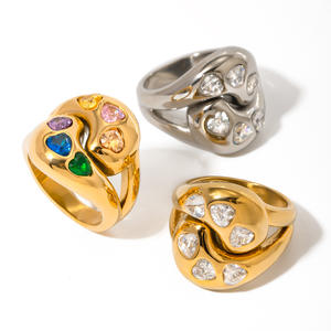 <span class=keywords><strong>Anillo</strong></span> <span class=keywords><strong>de</strong></span> Acero Inoxidable <span class=keywords><strong>de</strong></span> Moda Exquisita con Gotas <span class=keywords><strong>de</strong></span> Agua Entrelazadas y <span class=keywords><strong>Anillo</strong></span> <span class=keywords><strong>de</strong></span> Circonita en Forma <span class=keywords><strong>de</strong></span> Corazón Blanco - Product Image 5