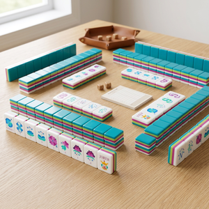 Tuiles de Mahjong de Luxe Américaines en Acrylique 32mm 36mm, Pièces de Jeu Manuelles Portables Jaune Blanc, Ensemble de Jeu de Société pour Divertissement à Domicile - Product Image 5