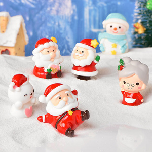 Bộ đồ thủ công làm bằng nhựa resin Giáng sinh tự làm: Ông già Noel, người tuyết, cặp đôi, đồ trang trí nhỏ, tượng nhỏ để làm vườn cổ tích và quả cầu tuyết tự làm - Product Image 1