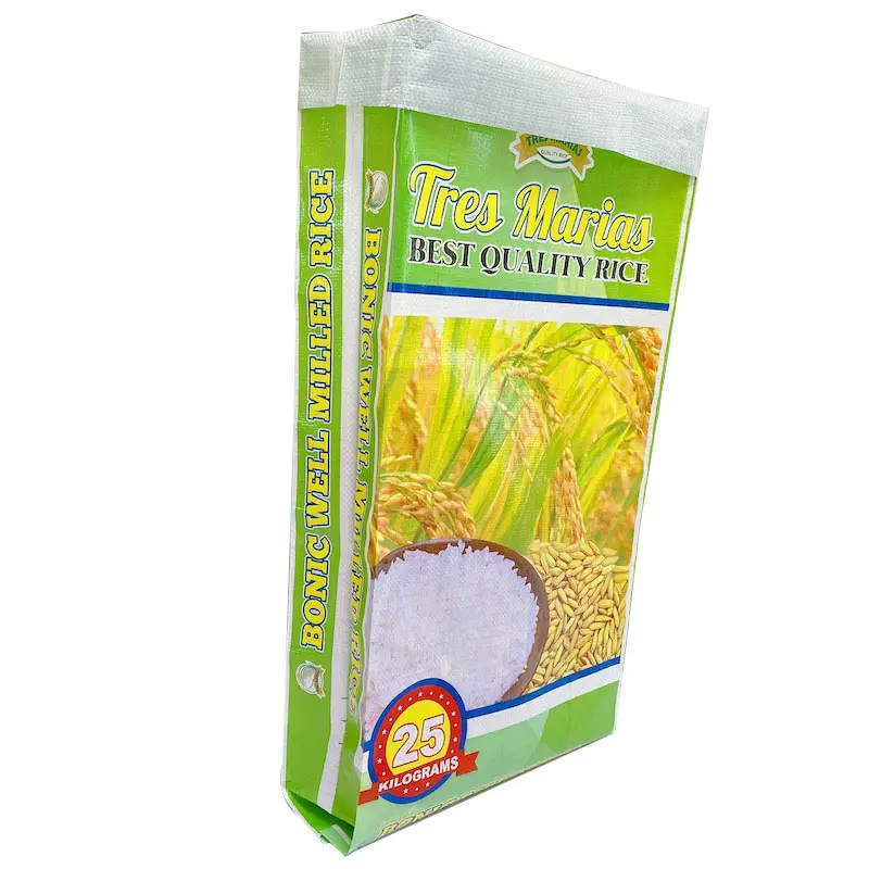 Çin Wenzhou üretici BOPP laminasyon pirinç ambalaj özel 50kg pirinç torbaları ofset baskı flekso 50kg un poşetleri boyutu