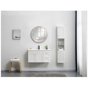 Modern Floating Bathroom Vanity Set with LED Mirror Tall <b>Side</b> Cabinet Wall Mounted - Product Image 5