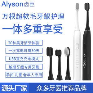 Alyson Sonic Brosse à dents électrique à poils souples, ensemble de nettoyage du visage, rechargeable, étanche IPX7, chargement micro USB - Product Image 4