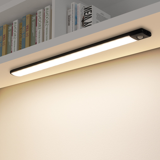Ultra Thin Cabinet Lamp Rechargeable Sensor Light Inductive Lamp Lighting LED Kitchen PC Modern 80 Magnetic for Home USB White