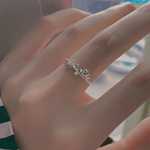 Floral <b>Cat</b> Ring For Women Open Design Simple Stylish <b>Gift</b> Jewelry - Product Image 1