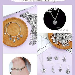 MIX 100 PCS JIALEEY Venta al por mayor de dijes y colgantes de aleación para fabricación de joyas, surtido liso DIY para mujer - Product Image 4