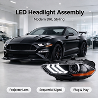 Feux avant LED RGB DRL pour Ford Mustang 2018-2023, clignotants séquentiels ambre, boîtier noir, lentille transparente