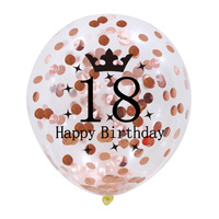 Nouveau 12 pouces 1er 16e 18e 21e 30e joyeux anniversaire confettis ballon or Rose argent confettis ballon en Latex couronne ballon en Latex