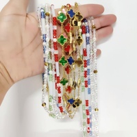 Perles de taille africaines pour femmes, chaîne de ventre colorée en perles de rocaille avec breloque trèfle, bijoux de corps pour bikini d'été, accessoires de plage sexy