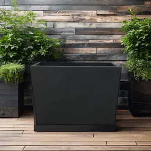 Stahlblech schwarz cortenstahlpflanzer rechteckig metall outdoor-garten-box