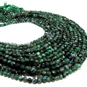 Perles rondes facettées en labradorite verte, 3-4 mm, brin de 13 pouces de long - Product Image 1