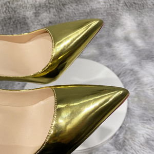 Zapatos de Tacón Alto de 12 cm con Textura de Piel de Cordero Plateada para Mujer, Zapatos de Tacón de Aguja con Punta Puntiaguda, Elegantes, de Boca Poco Profunda, para Fiesta, Boda, Cómodos, Talla 46 - Product Image 3