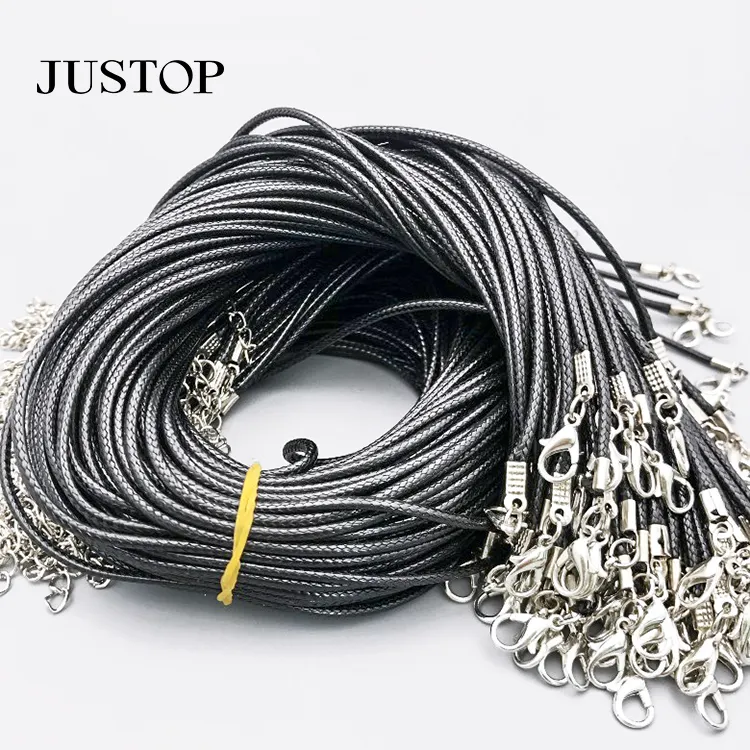 DIY Black Leather Chain Necklace Women Handmade Leather Cord Rope Necklace For Jewelry Making Accessories