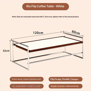 Tavolino da Caffè <span class=keywords><strong>Rio</strong></span> in Stile Mid-Century, Design Pieghevole Due-in-Uno in Ferro, Arredamento per Soggiorno, Ufficio e Casa per Piccoli Appartamenti - Product Image 6