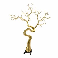 Sculpture d'arbre dorée sur mesure, branches de bonsaï éventailées, service de fabrication OEM pour projet de hall d'hôtel, taille personnalisée