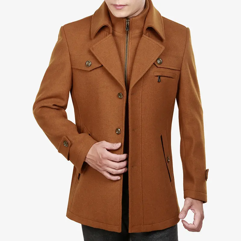 2022 мужское шерстяное пальто, плотное Мужское пальто большого размера из полиэстера