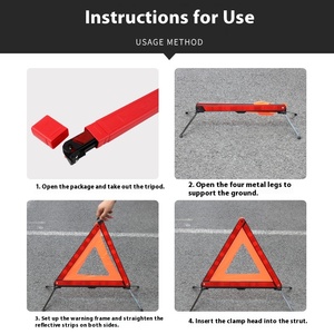 Panneau d'avertissement <span class=keywords><strong>de</strong></span> <span class=keywords><strong>stationnement</strong></span> d'urgence pour voiture Triangle réfléchissant Support pour trépied Panneau en plastique monté sur véhicule - Product Image 4