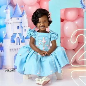 Abiti da ragazza di fiori con applicazioni blu per matrimonio abito da festa di compleanno per <span class=keywords><strong>bambina</strong></span> con perline abito da <span class=keywords><strong>bambina</strong></span> con foto da piccola - Product Image 3