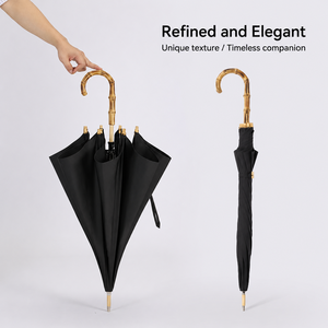 Minimalist 60mph Windproof Luxury Business Style 110cm Diameter Manual Open Bamboo Curved Handle Custom Logo Straight <b>Umbrella</b> - Product Image 1