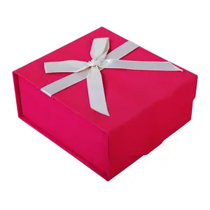 صندوق مجوهرات للشحن مجانًا صندوق أحمر مزود بشريط صندوق هدايا ممغنط